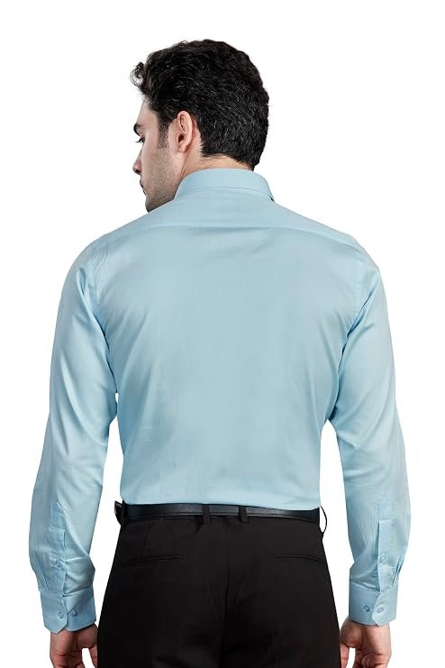shirt en Visit the DUKUL Store Men's Solid Formal Shirt | Regular Fit |100% Pure Cotton Satin | Classic Collar | Full Sleave - Image 2