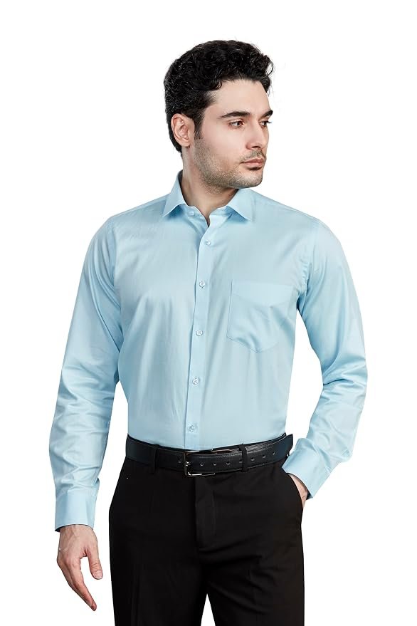 shirt Visit the DUKUL Store Men's Solid Formal Shirt | Regular Fit |100% Pure Cotton Satin | Classic Collar | Full Sleave